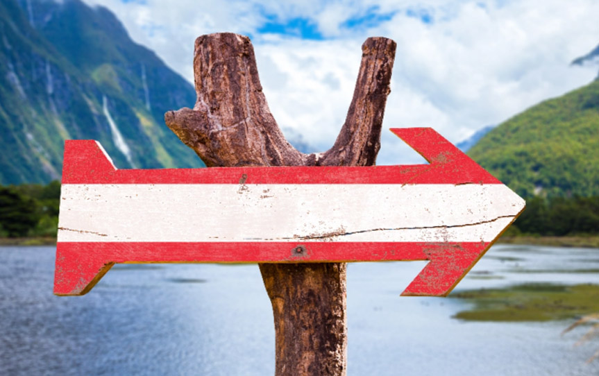 Österreich Schild mit Pfeil