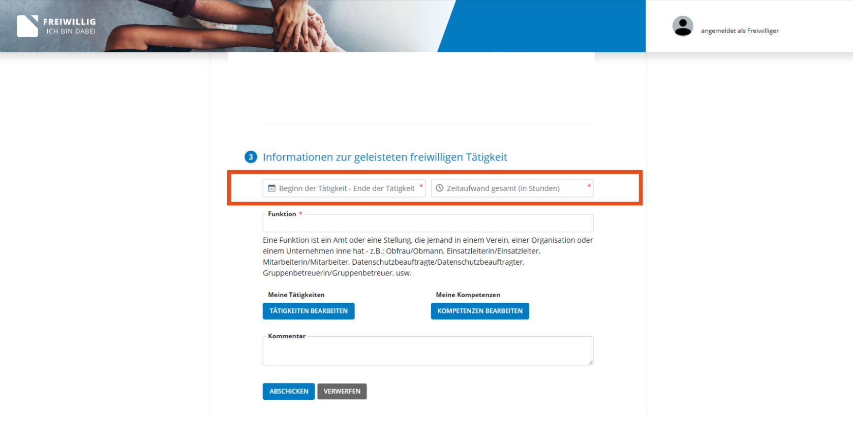 Geben Sie ihren Zeitraum ein